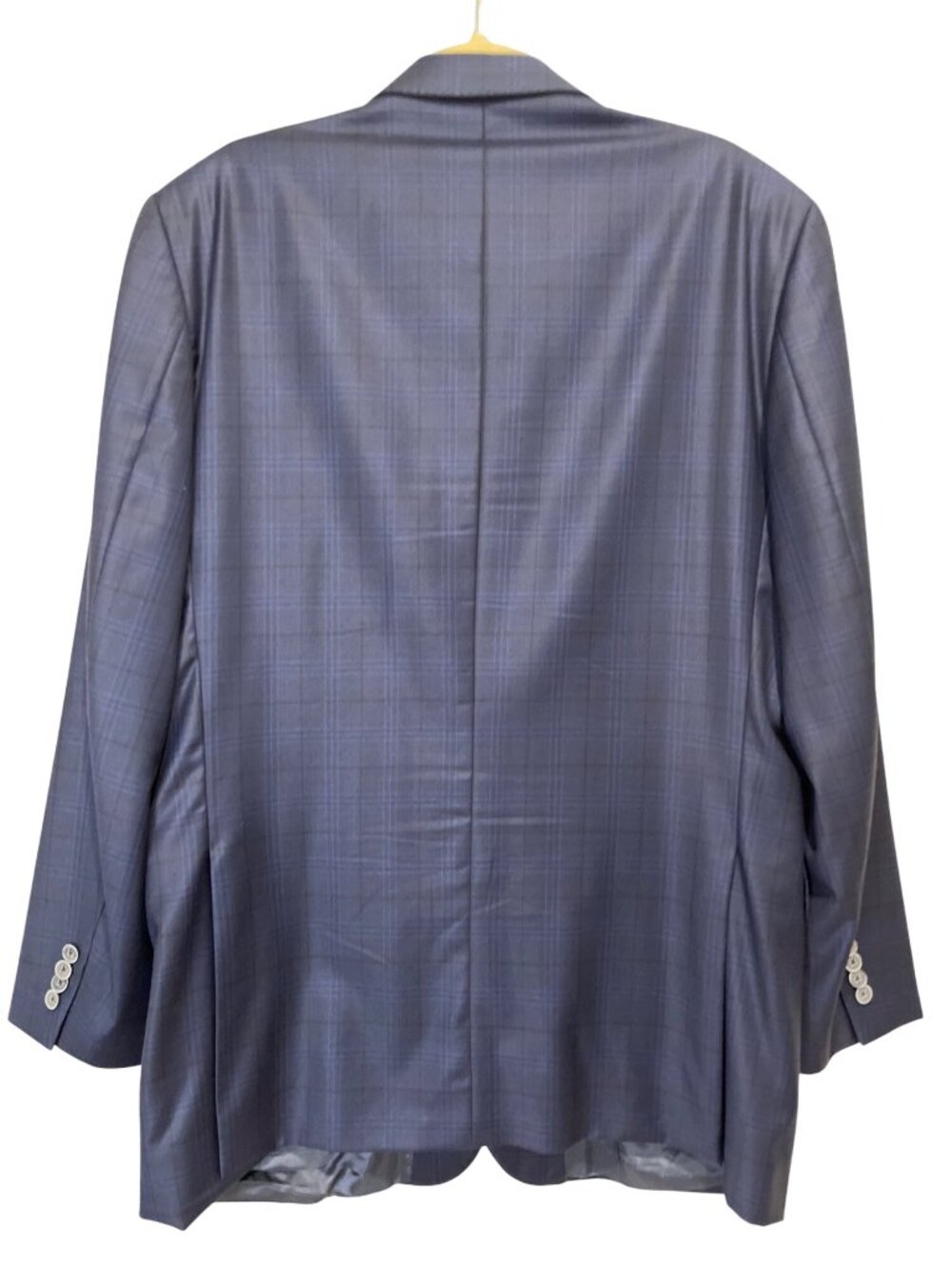 Reda Milano Mens Size 46L Wool Blazer Navy Blue Windowpane Italy - Picture 2 of 9
